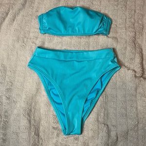 High waisted strapless bikini
